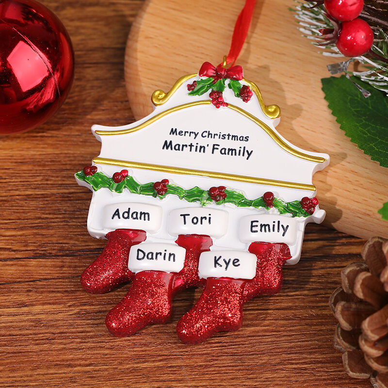 Personalized Christmas Stocking Hanging Ornaments with Family Names