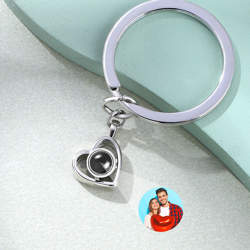 Personalized Photo Projection Keychain-Heart Shape