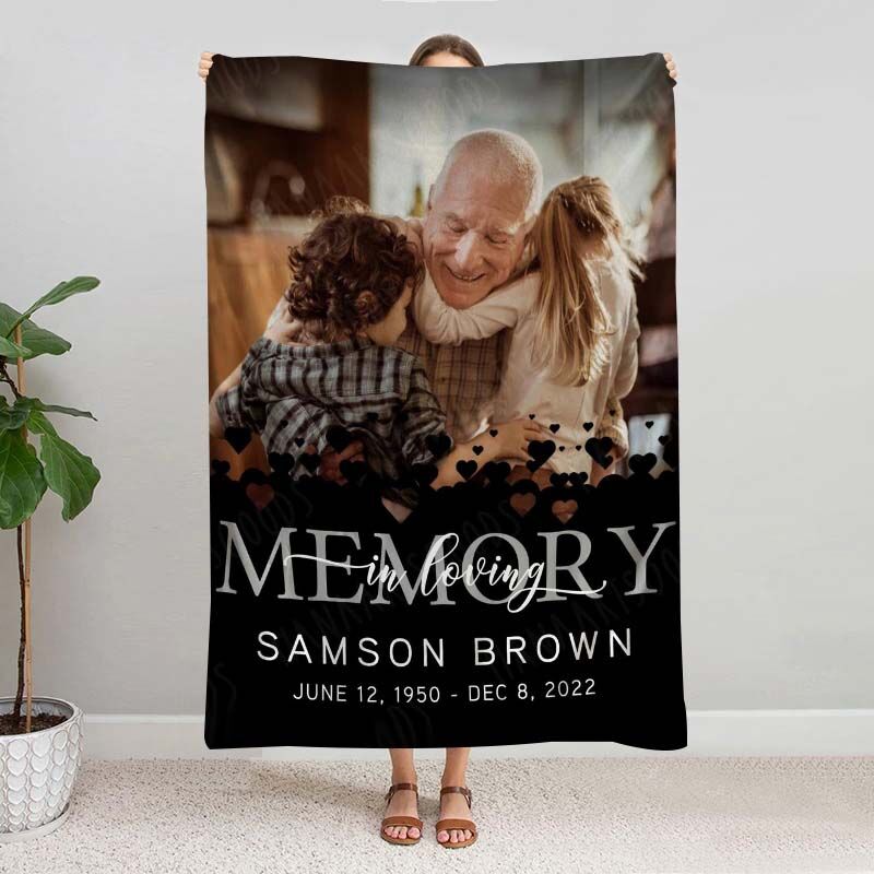 "In Loving Memory"Personalized Memorial Blanket With Picture for Loss