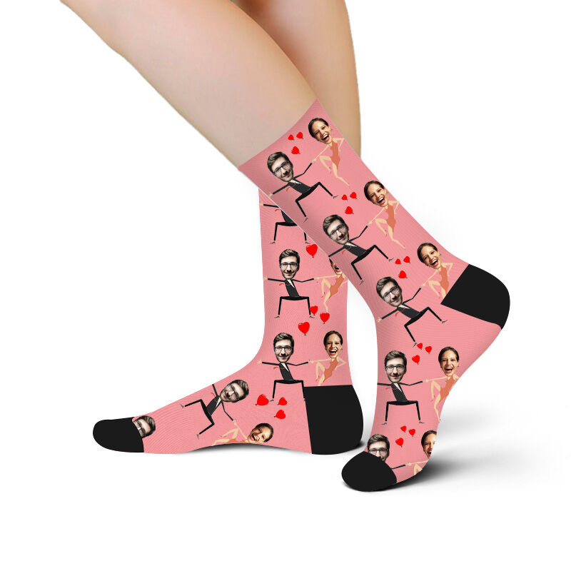 Custom Face Picture Socks Printed with Funny Shapes for Couple