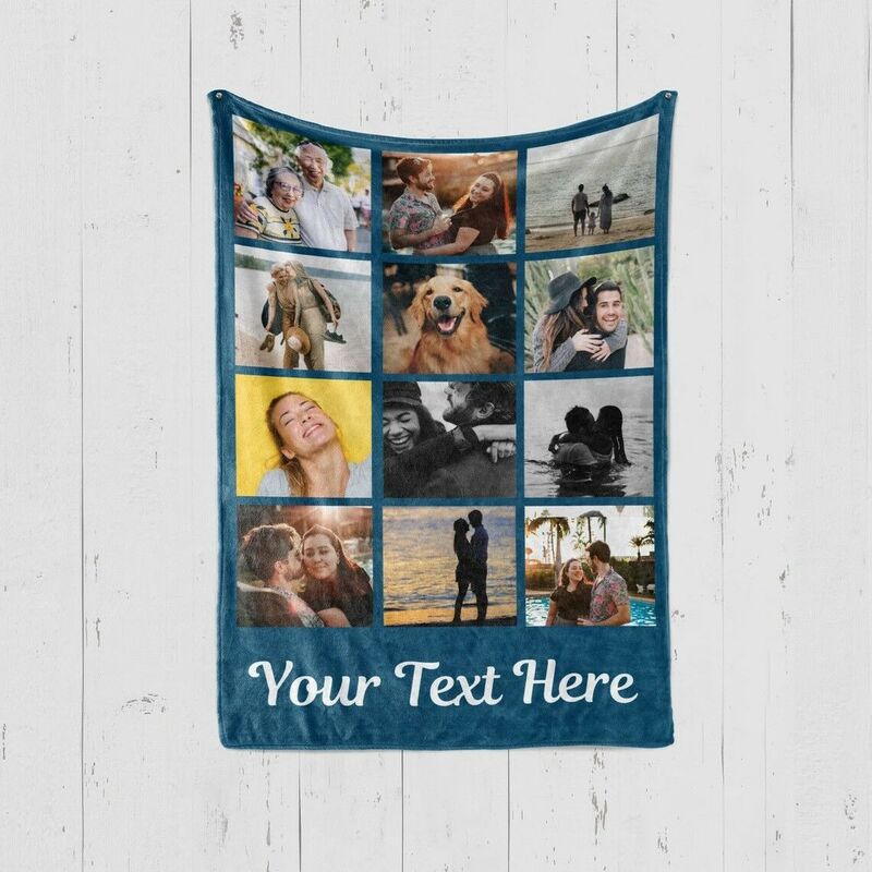Personalized 12 Photos Collage Throw Blanket Heartwarming Gift