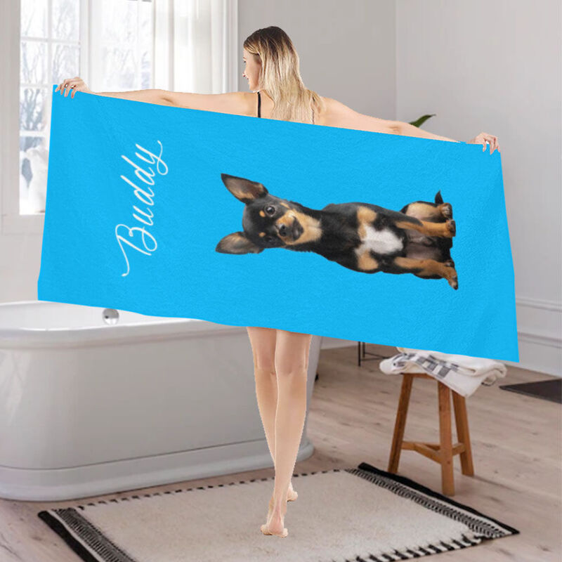 Personalized Picture and Name Bath Towel Creative Birthday Gift
