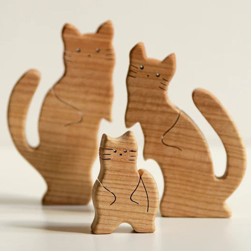 Custom Names Cat Family Wooden Puzzle Heartwarming Thanksgiving Gift