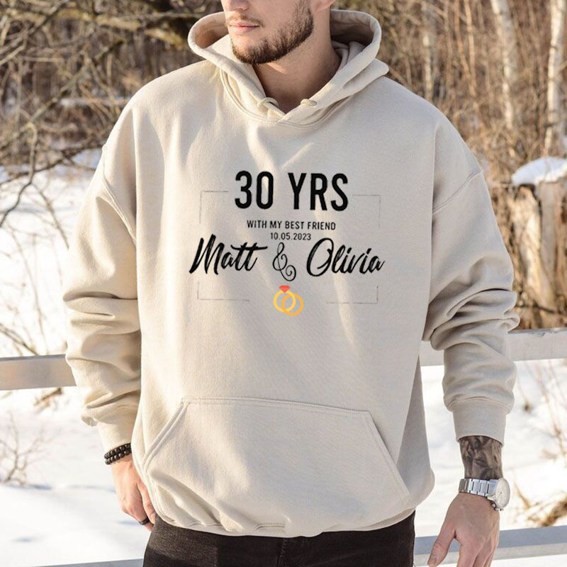 Personalized Hoodie with Custom Name and Date Unique Anniversary Design for Best Husband