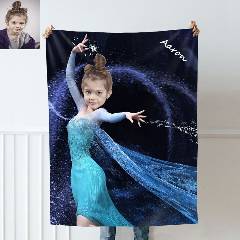 Personalized Photo Blanket With Magic Girl Cool Christmas Gift For Kids
