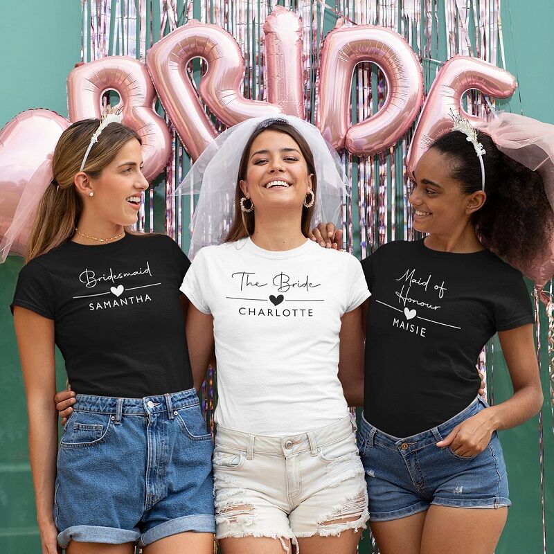 Personalisiertes T-Shirt Braut Spaß mit benutzerdefinierten Namen Brautparty Geschenk für Freunde