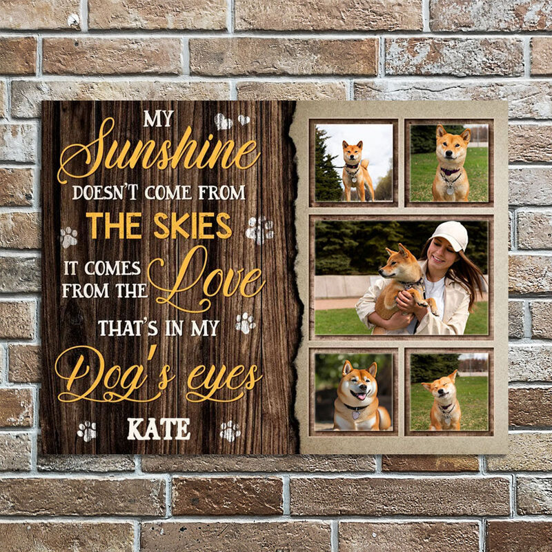 Personalized Picture Canvas Wall Art Stylish Gift for Pet Lover "My Sunshine"