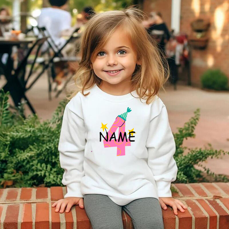 Personalized Kids Sweatshirt Custom Name And Age Birthday Gift For Girls