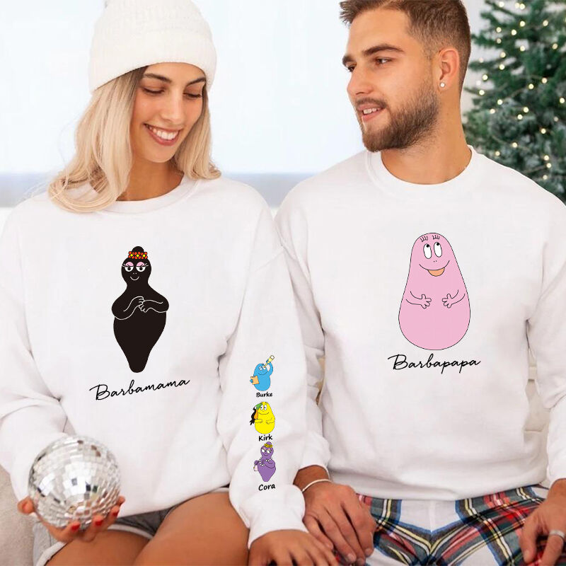 Personalized Sweatshirt Barbapapa Custom Kids Cartoon Image Design Creative Gift for Mom and Dad