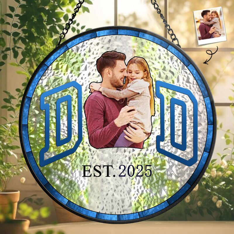 Personalized Stained Glass Window Hanging Suncatcher Photo Portrait for Parents