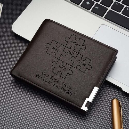 Vatertagsgeschenke Personalisierte ultradünne Puzzle-Brieftasche