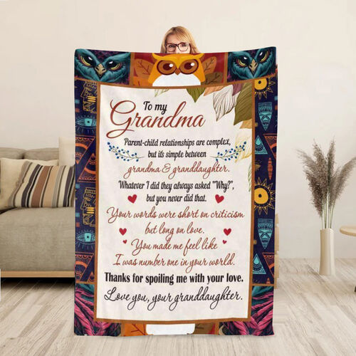 "Thanks for Spoiling Me with Your Love"Personalized Love Letter Throw Blanket to Special Grandma