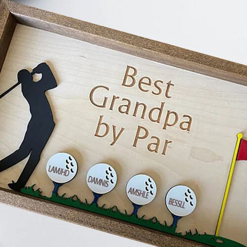 Benutzerdefinierter Name Golf hölzernen Rahmen kreatives Geschenk für Opa