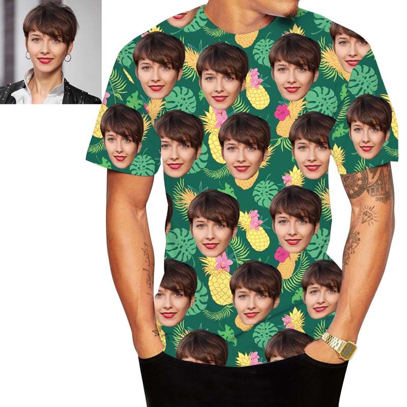 T-shirt hawaïen personnalisé avec ananas et feuilles