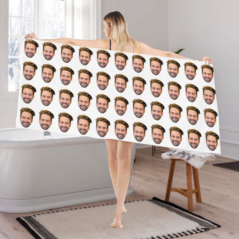 Personalized Picture Bath Towel Naughty and Creative Gift for Father