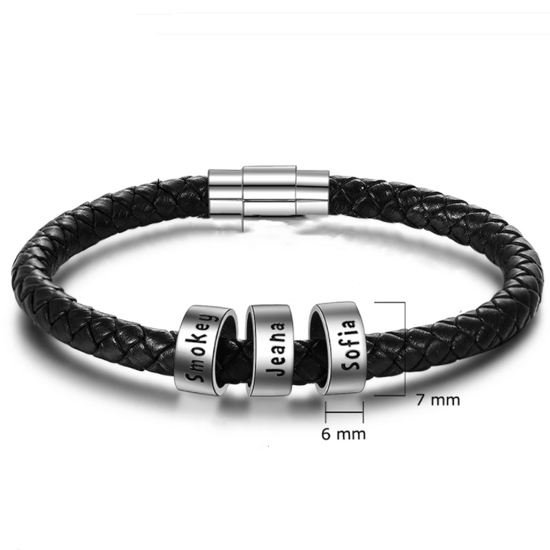 Personalized Simple Braided Rope Men's Bracelet Custom Family Name