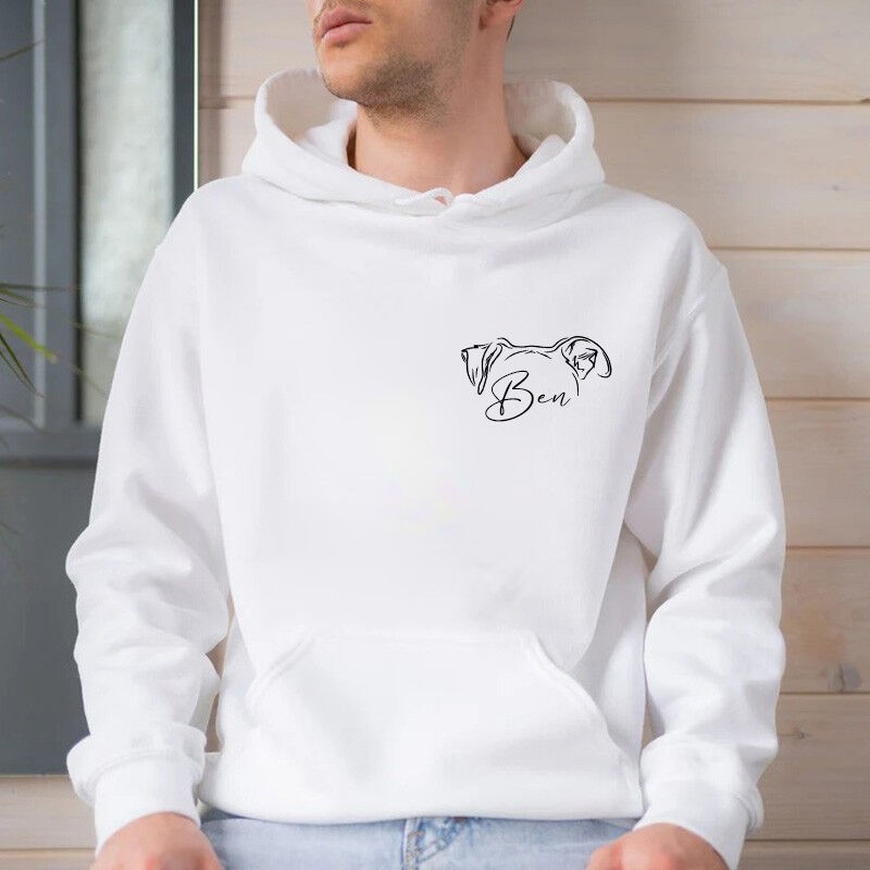 Personalized Hoodie with Custom Pet Ear Outline and Name Attractive Gift for Pet Lover