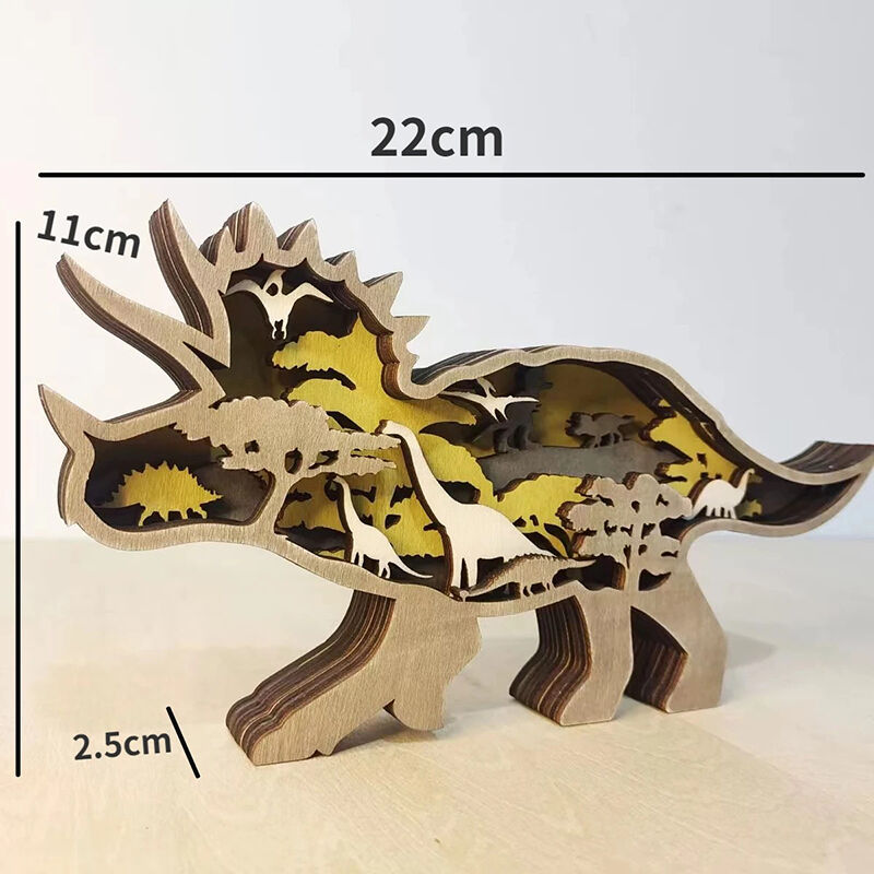 Triceratops 3D Wood Carving Decorative Light Funny Gift for Brother