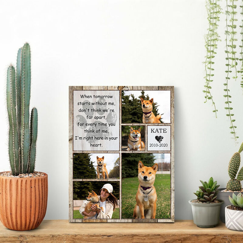 Personalized Picture Canvas Wall Art with Heart Pattern Best Present for Pet Lover