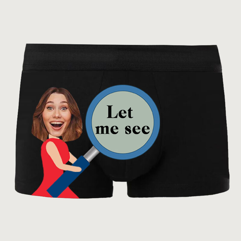 Personalisierte Foto Herrenunterwäsche Boxershorts Kreatives Geschenk für Ehemann "Lass mich sehen"