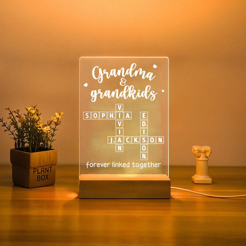 Personalized Name Night Light with Heart Pattern Best Gift for Grandma