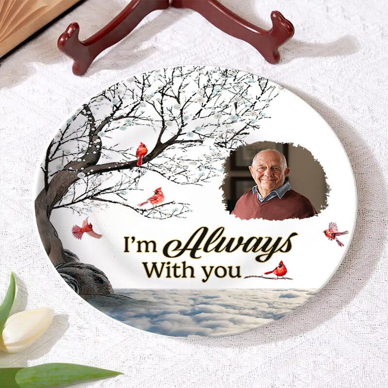 Plato con foto personalizado con pájaros, regalo conmemorativo para la familia