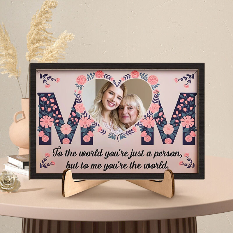 Personalized Photo Frame You're The World To Me Flowers Heart Design Attractive Gift for Mother's Day