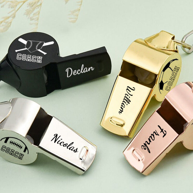 Personalized Whistle with Name and Ball Icon Gift for Coach