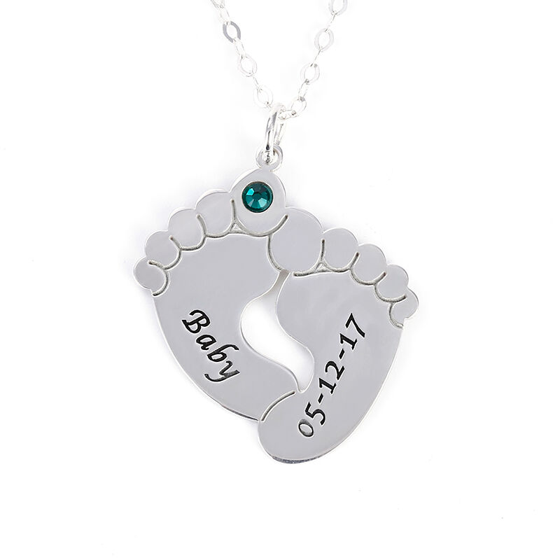 "My Baby" Personalized Foot Necklace with Birthstone