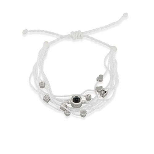 Personalisierte Weiße Geflochtene Seil Projektion Foto Armband Mit Niedlichen Charms Geschenk