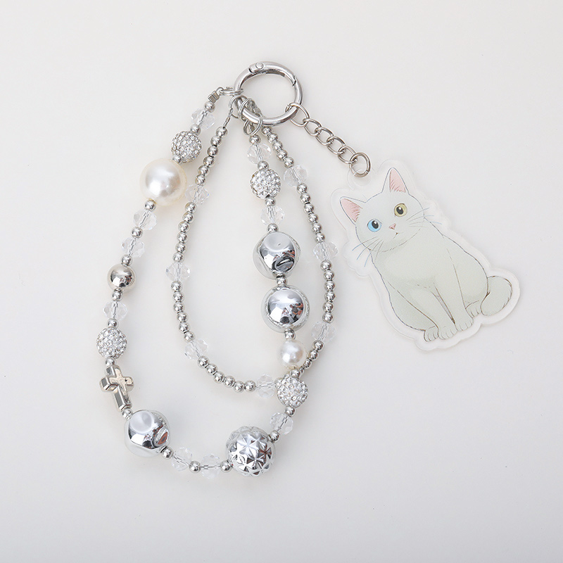 Personalized Beaded Mobile Phone Chain with Cartoon Style Photo Exquisite Gift for Girls