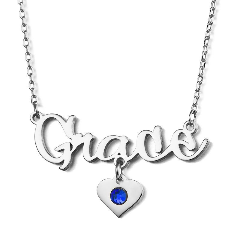 "Be Together" Personalized Name Necklace With Birthstone