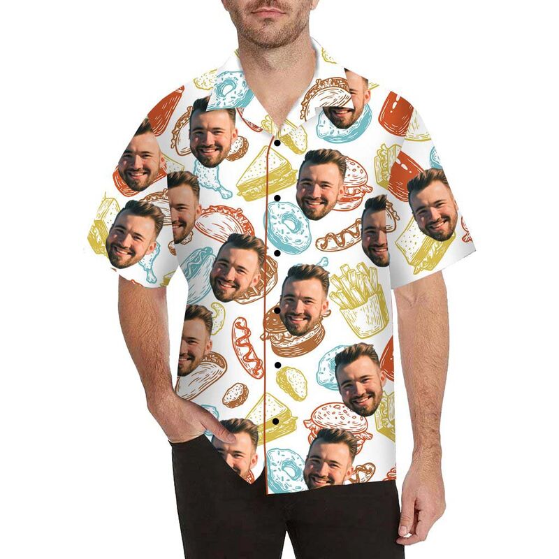Custom Face Snacks Men's All Over Print Hawaiian Shirt