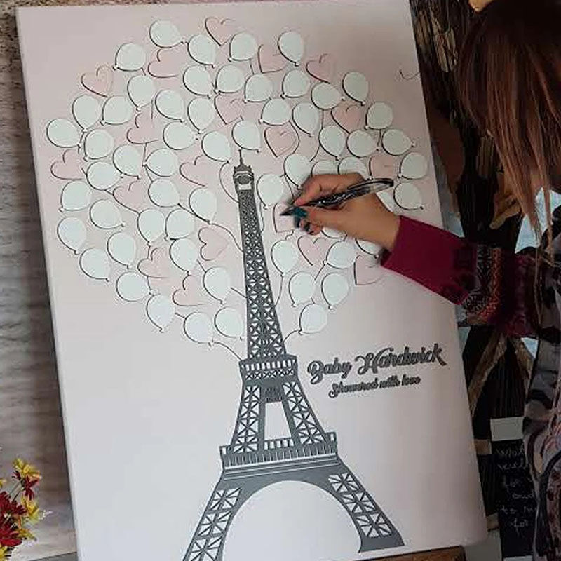 Libro degli ospiti personalizzato con nome personalizzato in legno acrilico con Torre Eiffel