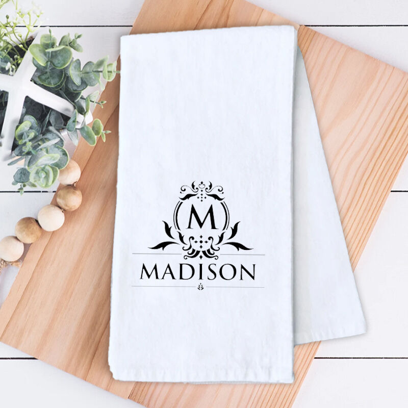 Personalized Towel with Custom Letter and Name Artistic Pattern Design Gift for Family