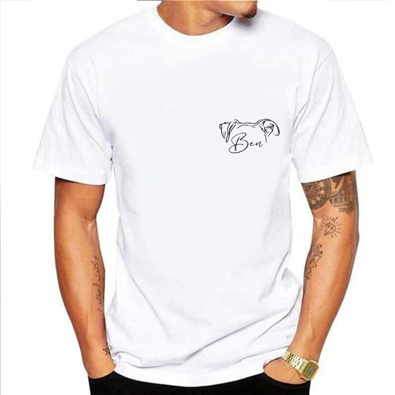 Personalized T-shirt with Custom Pet Ear Outline and Name Attractive Gift for Pet Lover