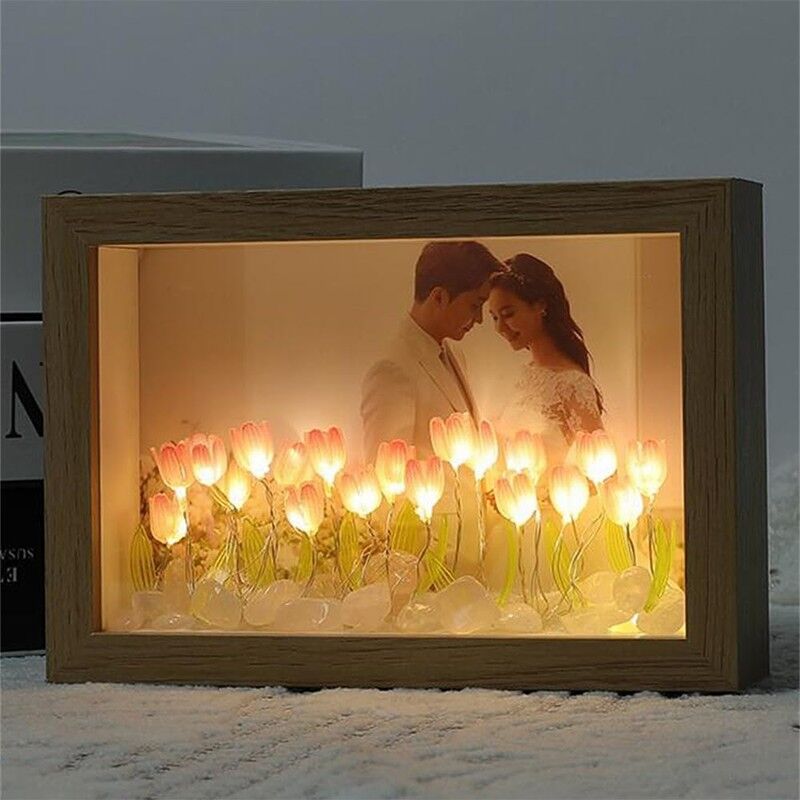 Personalized Picture Night Light with Tulips Creative Gift for Family