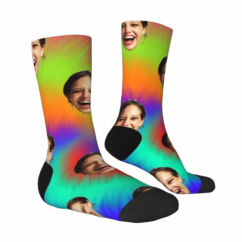 Custom Face Socks Tie Dyed Colorful Fun Mid-Tube Socks for Men and Women