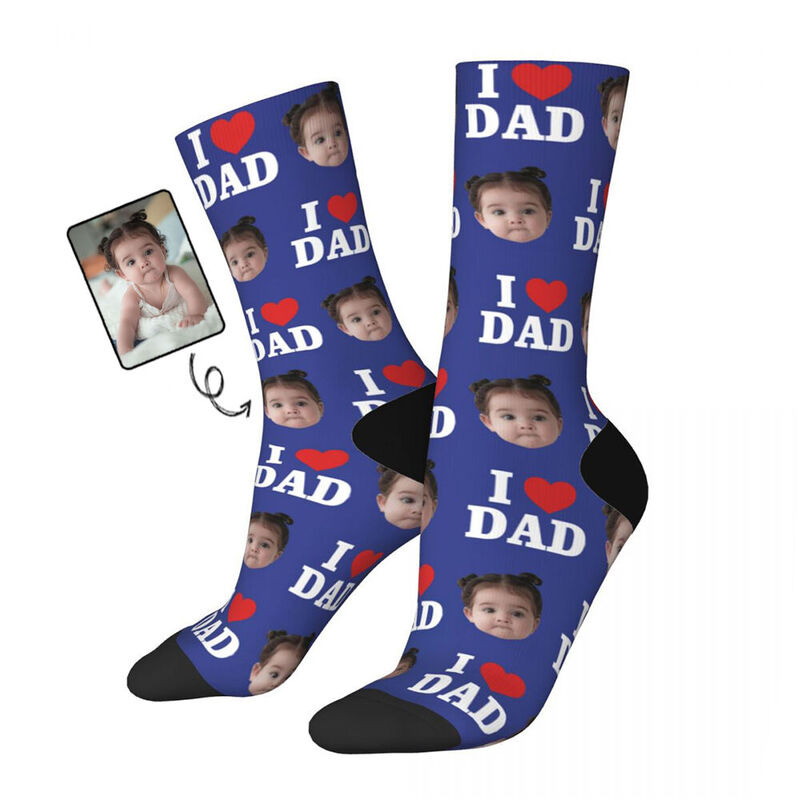 Calcetines con Cara Personalizados «I Love Dad» Regalo de Papá para el Día del Padre