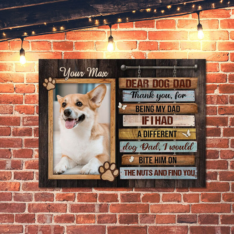 Personalized Picture Canvas Wall Art Funny Gift for Dog Dad