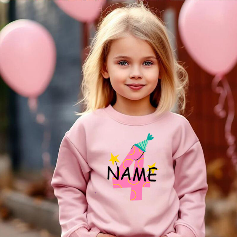 Personalized Kids Sweatshirt Custom Name And Age Birthday Gift For Girls