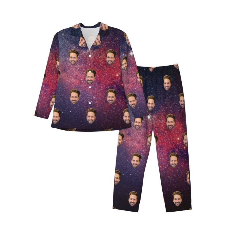 Personalized Pajamas Custom Photo Magnificent Universe Galaxy Pattern Design Gift for Family