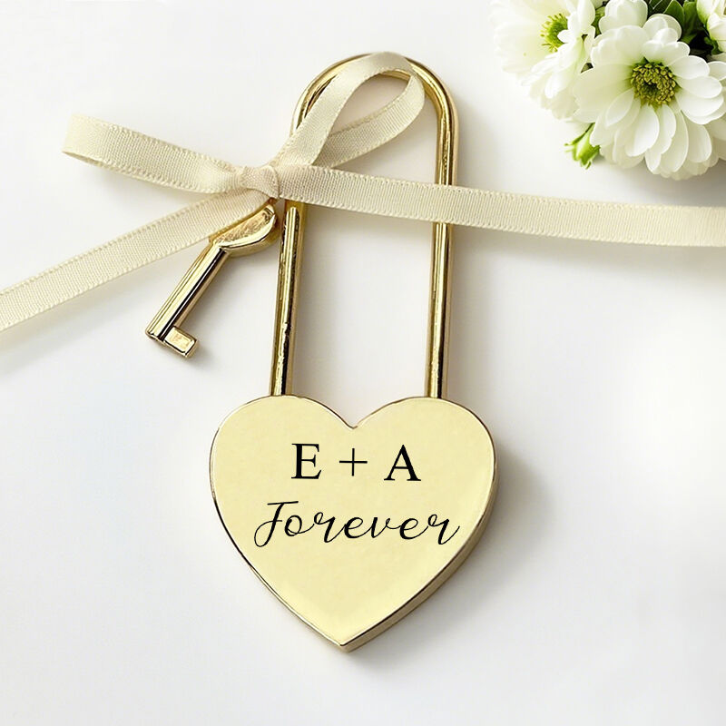 Personalized Heart Lock Love Padlock Custom Initials Design Commitment Gift for Couples