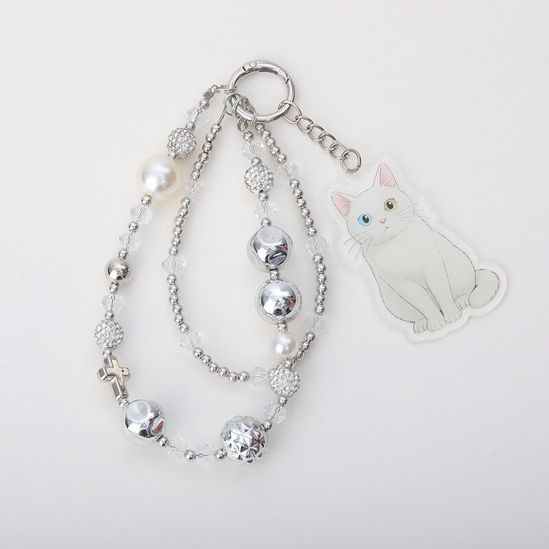 Personalized Beaded Mobile Phone Chain with Cartoon Style Photo Exquisite Gift for Girls