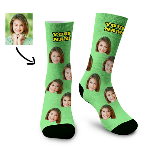 Custom Face and Name Socks Gift for Beautiful Lady
