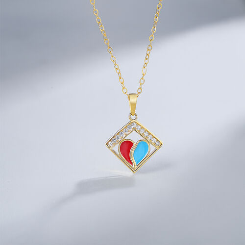 Colourful Heart Necklace with Diamonds