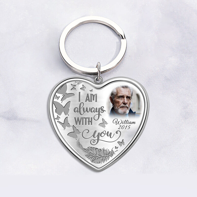 Personalized I Am Always With You Butterfly Memorial Photo Keychain