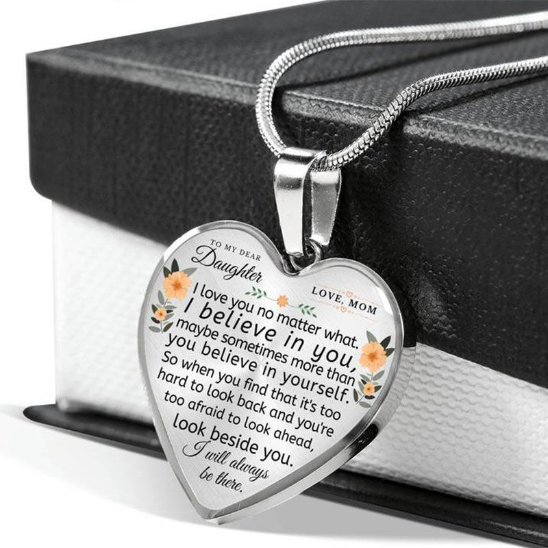 To Daughter "I Believe In You"Heart Necklace
