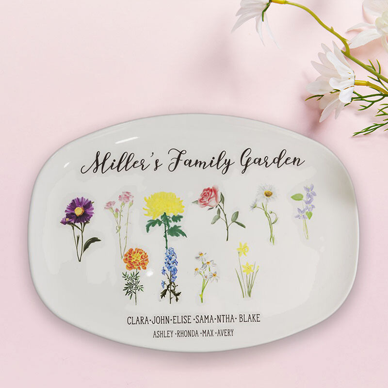 Custom Birthflower And Name Plate Beautiful Gift "Family Garden"