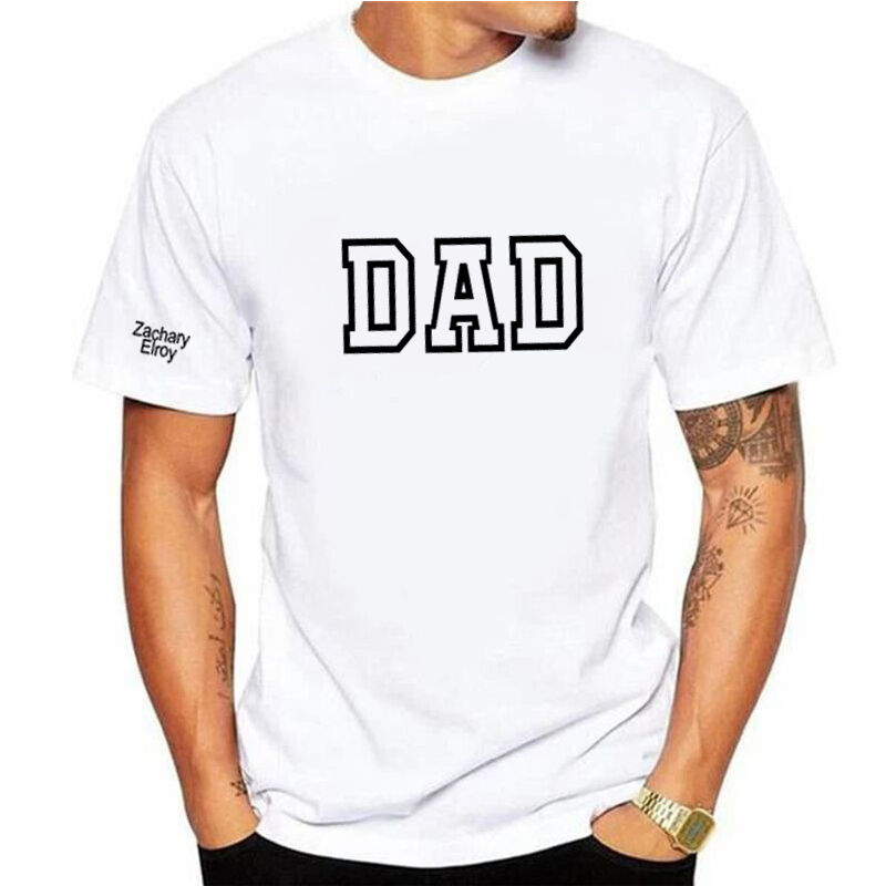 Camiseta personalizada papá con nombre de hijos en la manga
